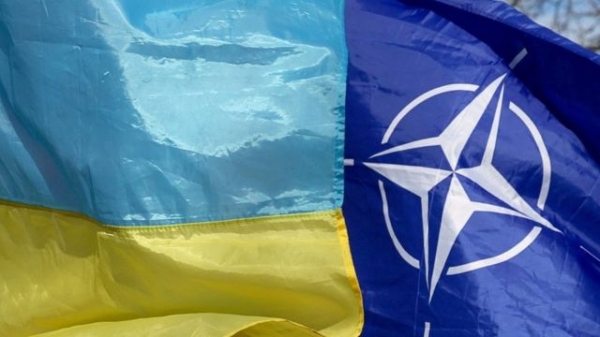 Ukraine and NATO flags