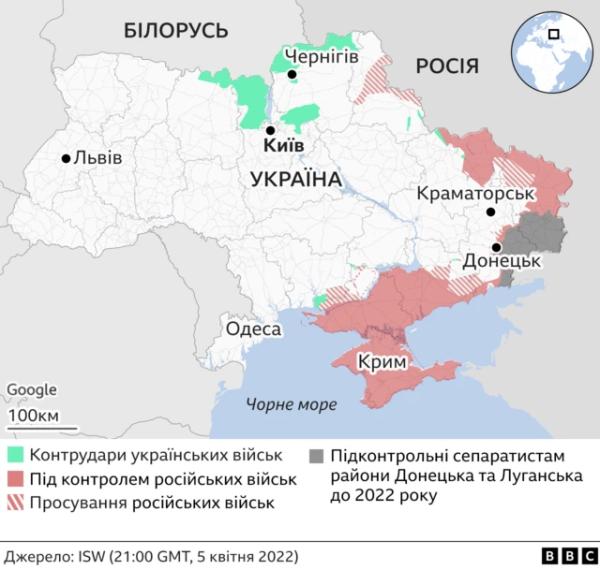 Карта бойових дій станом на 2022 рік