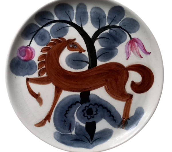 Борис Пянида. Декоративне блюдо «Кінь». Будянський фаянсовий завод. 1968