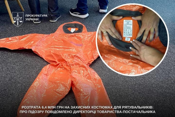 Розтрата 6,4 млн грн на захисних костюмах для ДСНС: постачальнику вручили підозру 