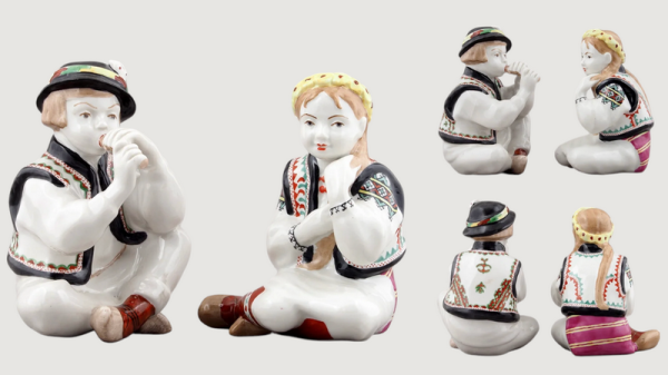 Л. Івковська. «Гуцул та гуцулка». Баранівський фарфоровий завод, 1959