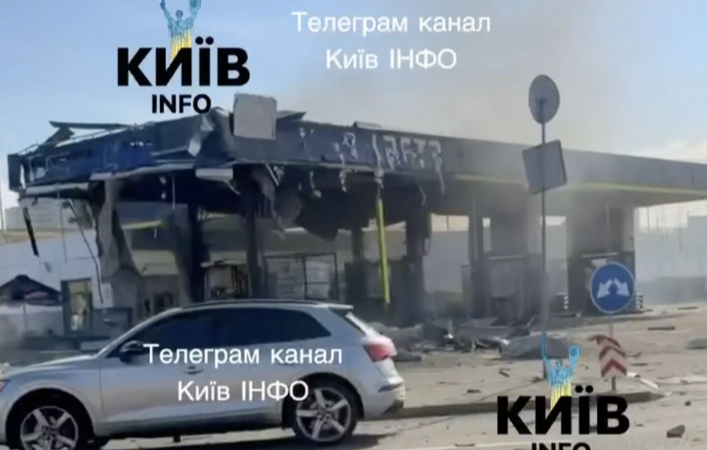 Пошкоджена АЗС UKRNAFTA в Оболонському районі Києва