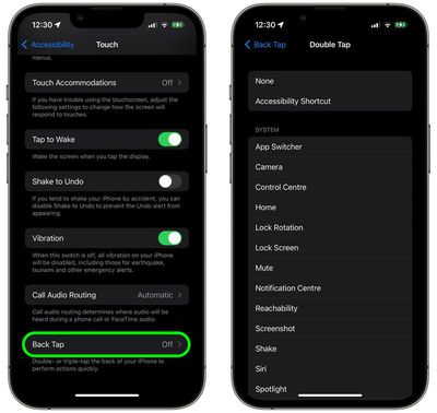 Налаштування доступності iPhone для функції 'Торкання ззаду'