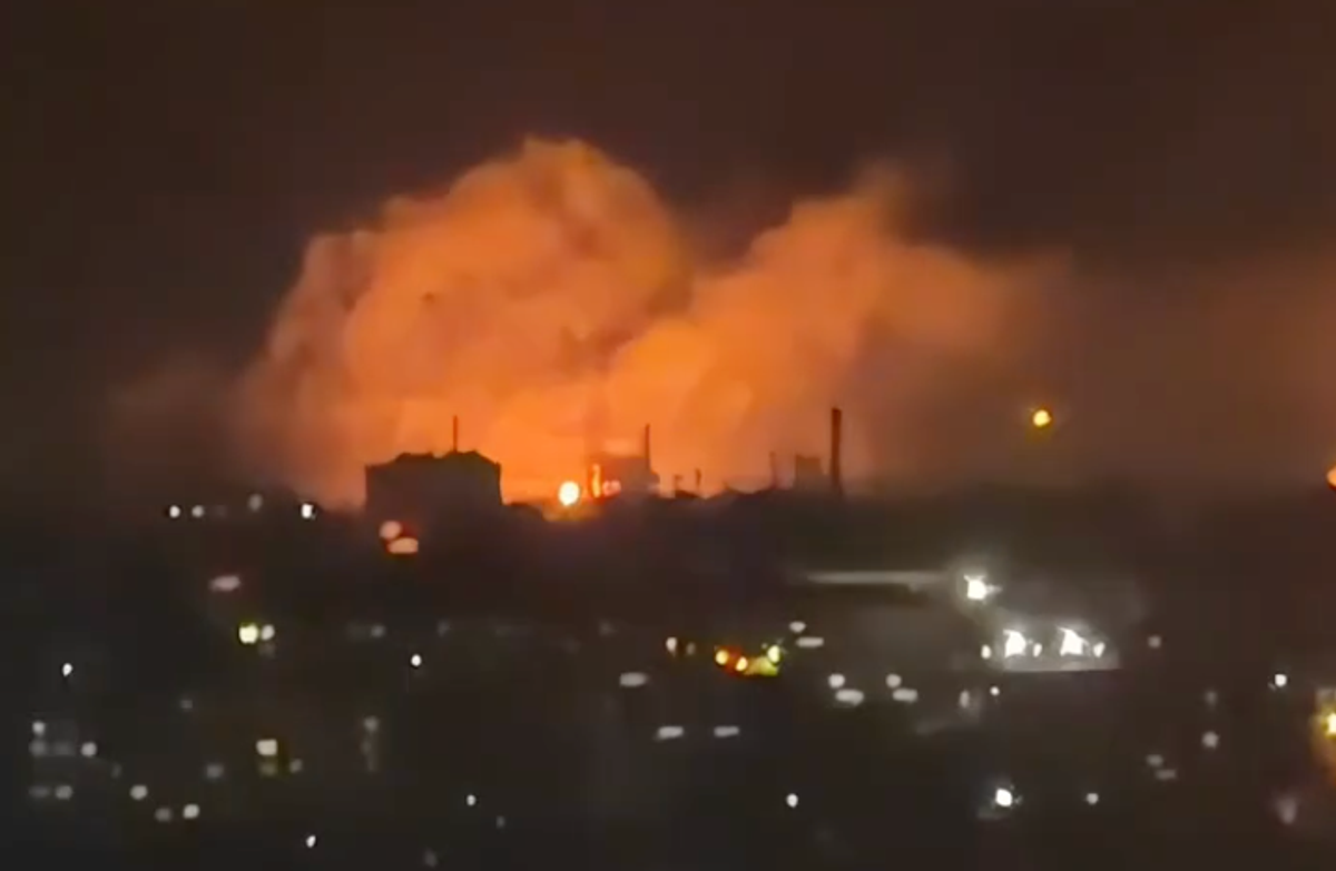 What purports to be the aftermath of a reported Ukrainian drone attack on the Russian city of Omsk, located about 2,500 kilometers from Ukraine on Oct. 24, 2026. (Exilenova Plus/Telegram)