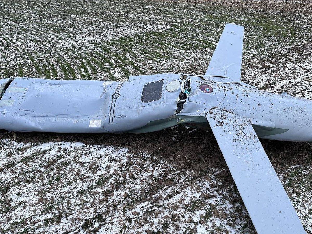 Illustrative image: A Russian Kh-101 missile shot down in Vinnytsia Oblast on Jan. 26, 2023. (Ukraine's Air Force/Wikimedia Commons)
